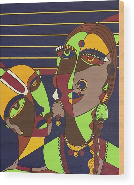 Cubism Wood Print featuring the painting Adoration by Raji Musinipally
