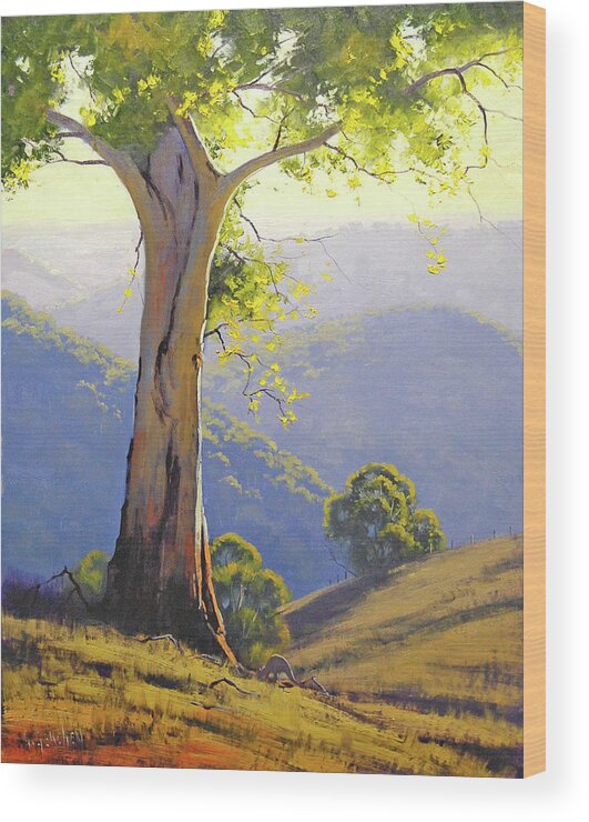 Central Tablelands Wood Print featuring the painting Afternnon Light by Graham Gercken