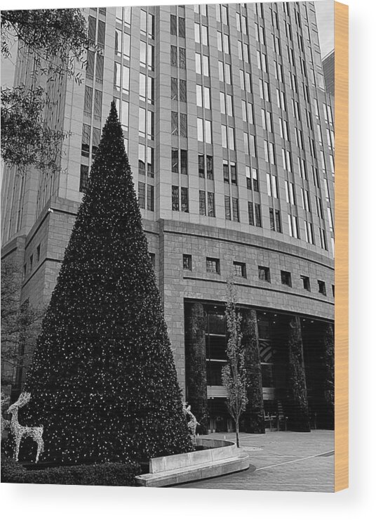 Charlotte Wood Print featuring the photograph An Uptown Christmas BW by Lee Darnell