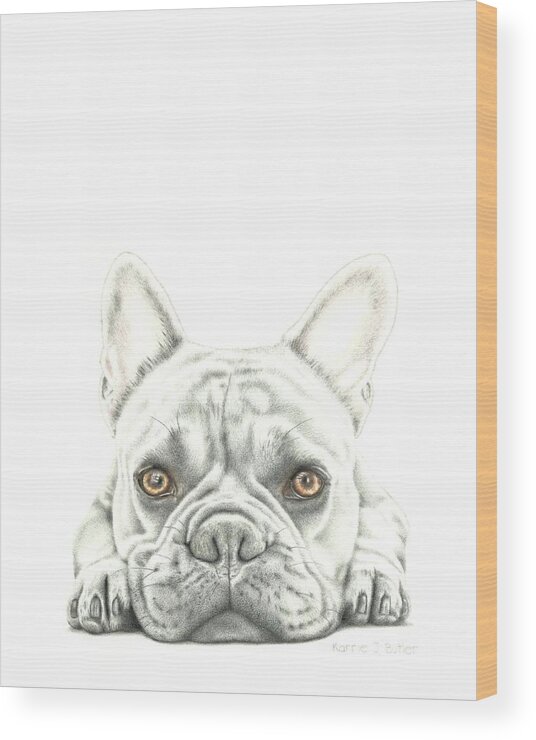 Bulldog Wood Print featuring the drawing Another Monday by Karrie J Butler