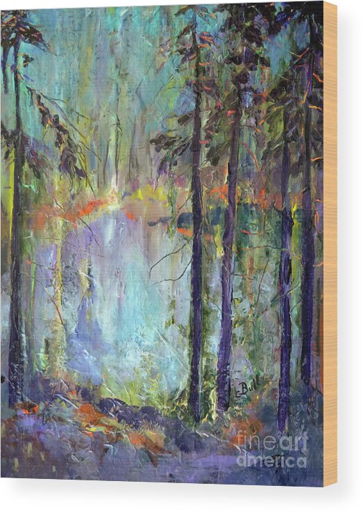 Landscape Art Wood Print featuring the painting Another World by Claire Bull