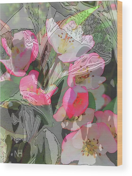 Flowers Wood Print featuring the digital art Apple Blooms at Easter by Nancy Olivia Hoffmann