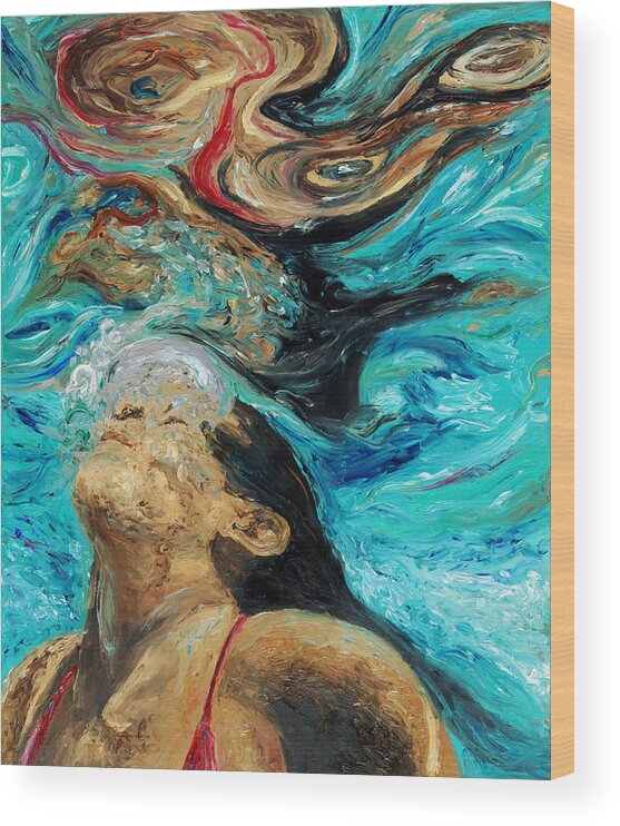 Underwaterpainting Wood Print featuring the painting Ascension by Hafsa Idrees