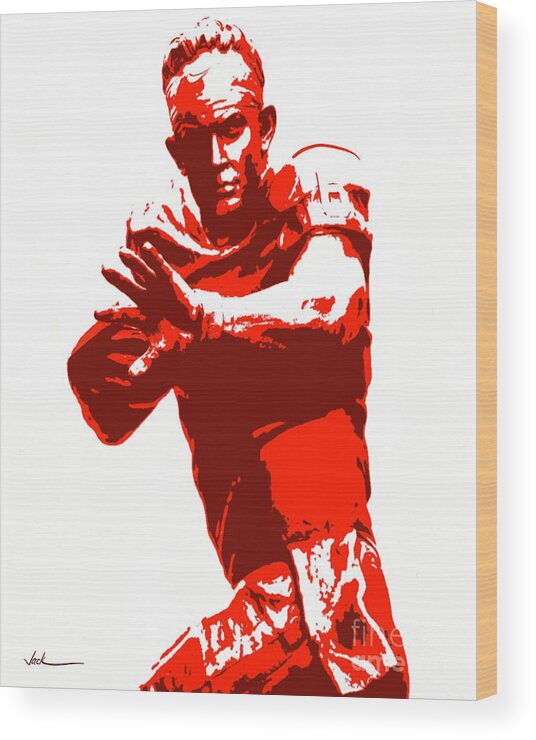 Baker Mayfield Wood Print featuring the painting Baker Mayfield Statue by Jack Bunds