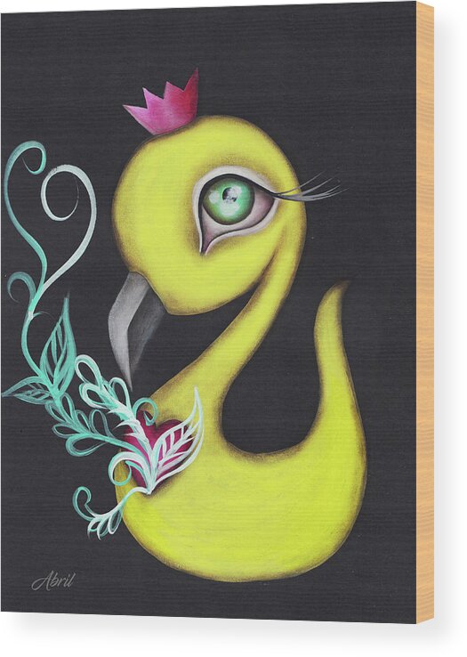 Duck Wood Print featuring the painting Bardan by Abril Andrade