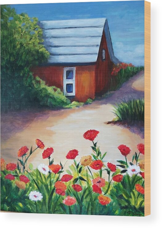 House Wood Print featuring the painting Beach Retreat by Rosie Sherman
