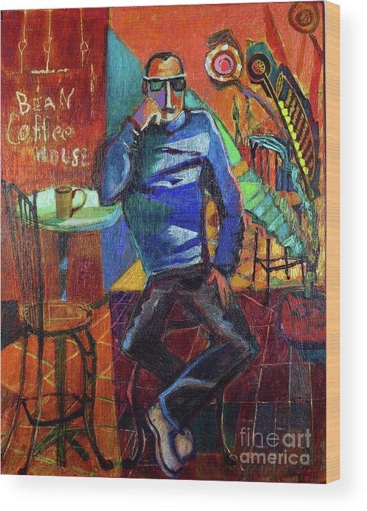 Bean Coffee House Wood Print featuring the painting Bean Coffee House by Cherie Salerno
