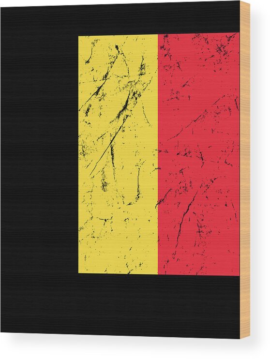 Funny Wood Print featuring the digital art Belgium Flag by Flippin Sweet Gear