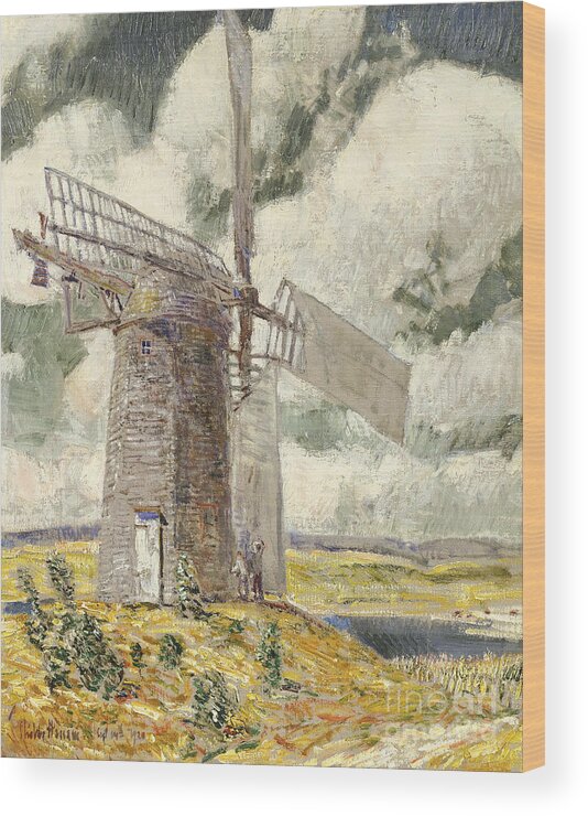 Childe Wood Print featuring the painting Bending Sail on the Old Mill, 1920 by Childe Hassam