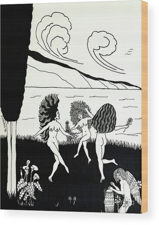Art Of Joseph J. Stevens Wood Print featuring the drawing Big Sur Spring Dance by Joseph J Stevens