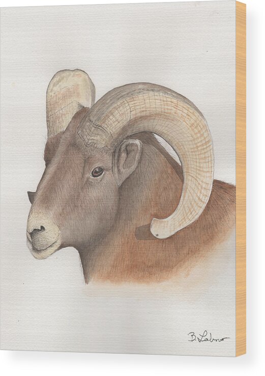 Bighorn Sheep Wood Print featuring the painting Bighorn Sheep by Bob Labno