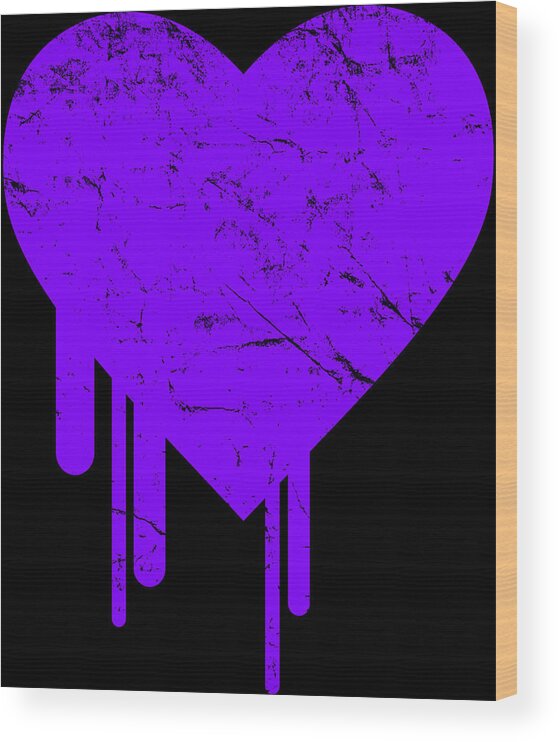 Funny Wood Print featuring the digital art Bleeding Purple Heart by Flippin Sweet Gear