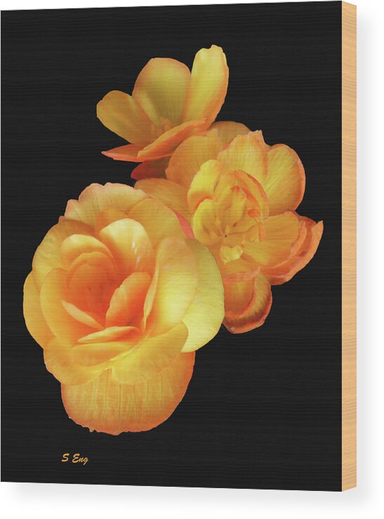 Flowers Wood Print featuring the mixed media Blossoms in Yellow and Orange by Sharon Williams Eng