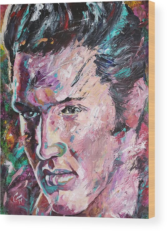 Elvis Presley Wood Print featuring the painting Blue Suede Shoes by Shawn Conn