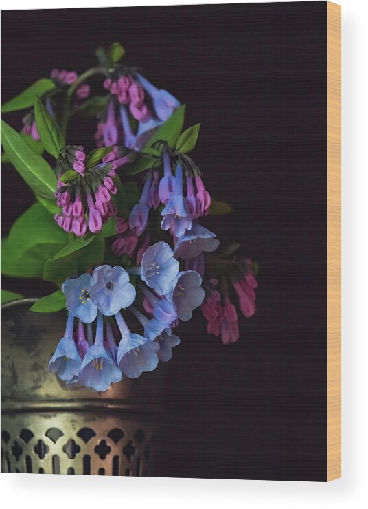 Bluebells Wood Print featuring the photograph Bluebells in Art Deco Vase by Holly Ross