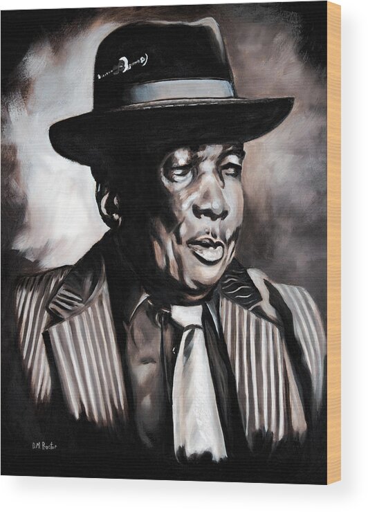 John Lee Hooker Wood Print featuring the painting Blues Legend Extraordinaire by Donna Proctor