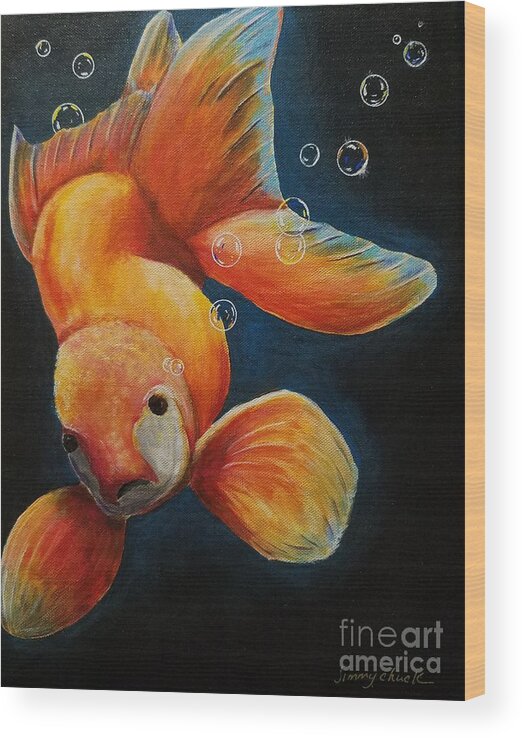 Goldfish Wood Print featuring the painting Bob by Jimmy Chuck Smith