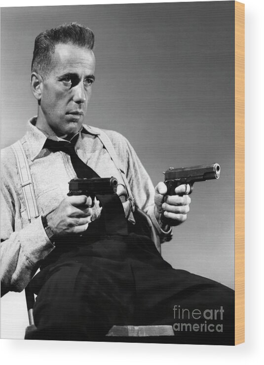 Gun Wood Print featuring the photograph Bogart with 6-shooter by Doc Braham