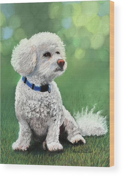 Poodle Wood Print featuring the pastel Boo by Lyn DeLano