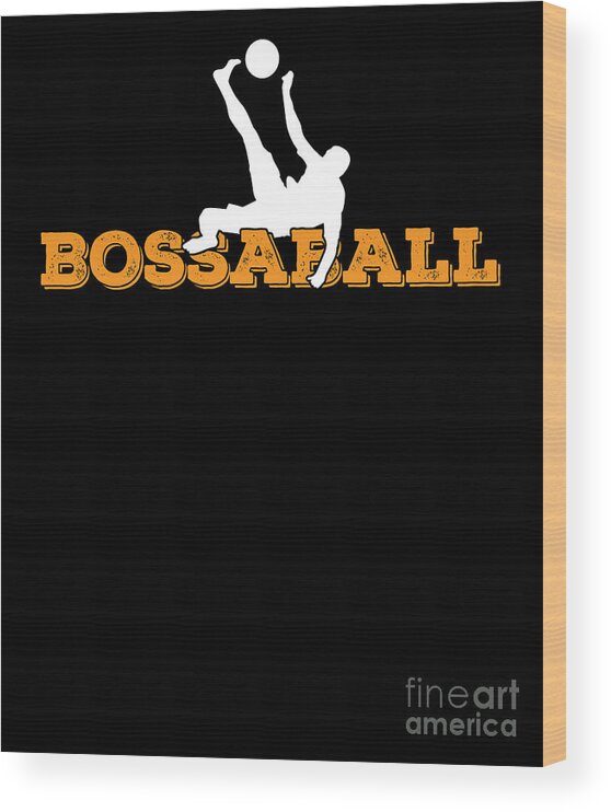 Ballgame Wood Print featuring the digital art Bossaball Player Trampoline Athlete Ballgame Team Sports Coach by Thomas Larch
