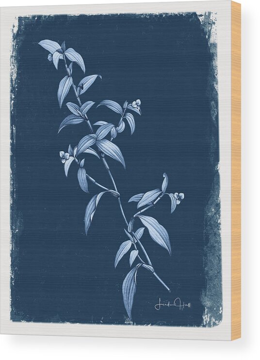 Digital Wood Print featuring the digital art Botanical Cyanotype Series No. Three by Linda Lee Hall
