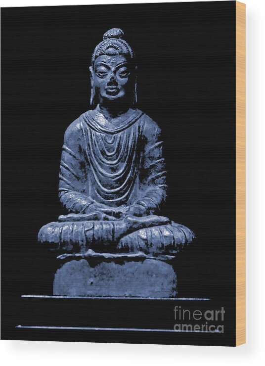 Buddha Wood Print featuring the photograph Buddha Blue by Marisol VB