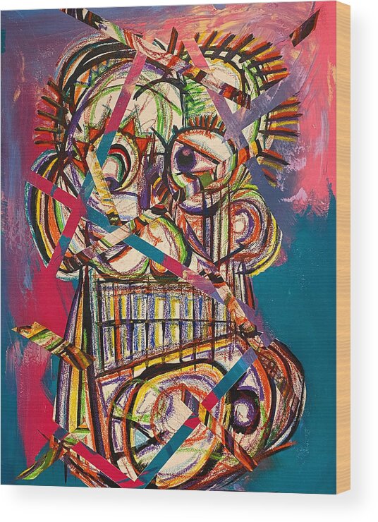 Abstract Expression Wood Print featuring the mixed media Bumba Clod by Julius Hannah