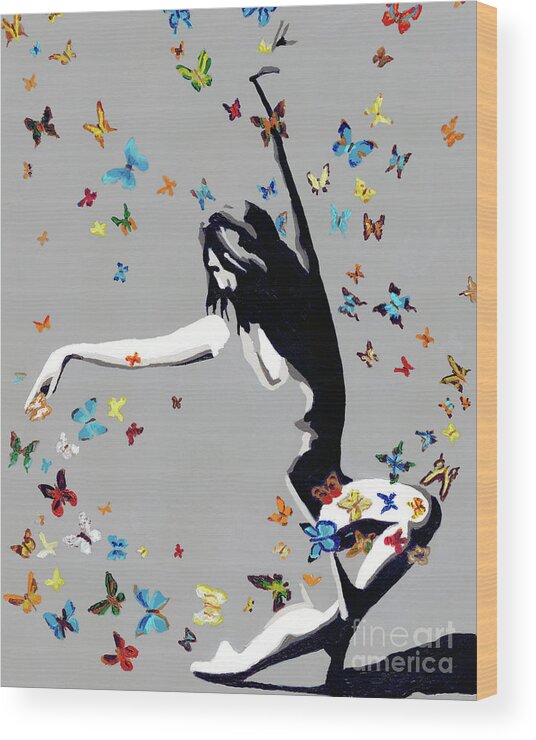 Denise Wood Print featuring the painting Butterfly Dance by Denise Deiloh