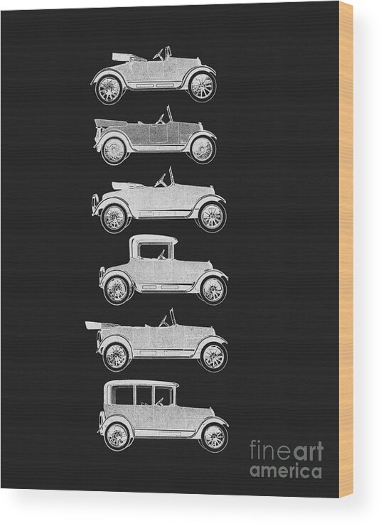 Car Wood Print featuring the digital art Car collection in black and white by Madame Memento