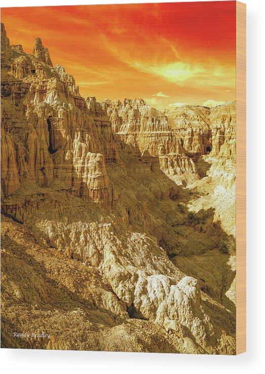 Gorge Wood Print featuring the photograph Cathedral Gorge with Red Sky by Randy Bradley