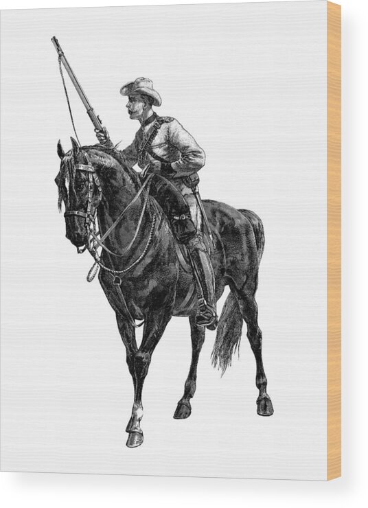 Cavalry Wood Print featuring the digital art Cavalryman and horse by Madame Memento