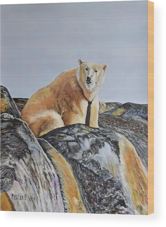 Polar Bear Wood Print featuring the painting Celebrate Good Times by Marilyn McNish