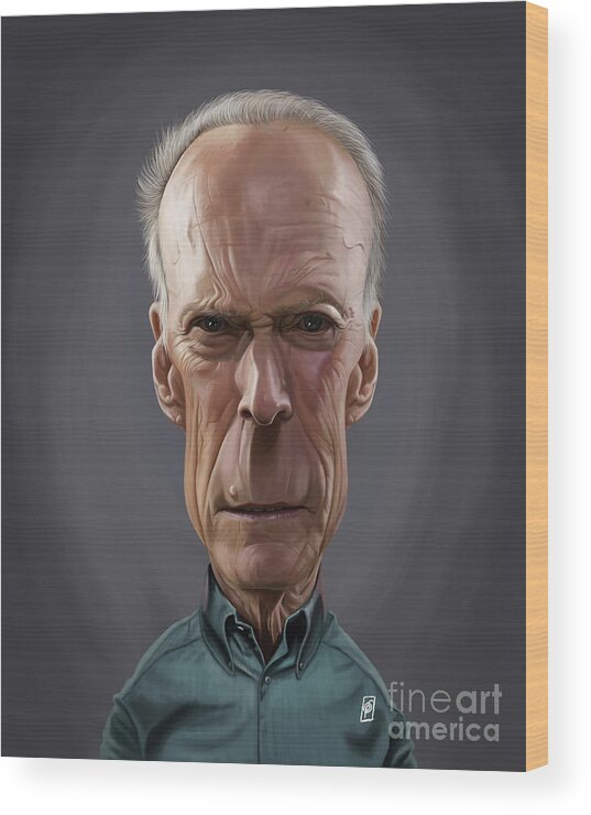 Illustration Wood Print featuring the digital art Celebrity Sunday - Clint Eastwood by Rob Snow