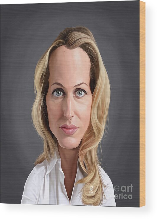Illustration Wood Print featuring the digital art Celebrity Sunday - Gillian Anderson by Rob Snow