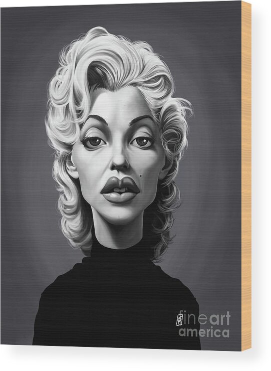 Illustration Wood Print featuring the digital art Celebrity Sunday - Marilyn Monroe by Rob Snow