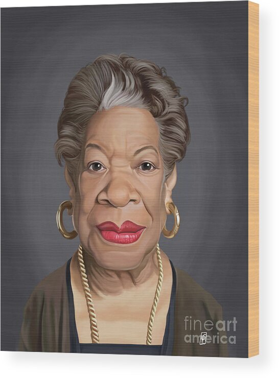 Illustration Wood Print featuring the digital art Celebrity Sunday - Maya Angelou by Rob Snow
