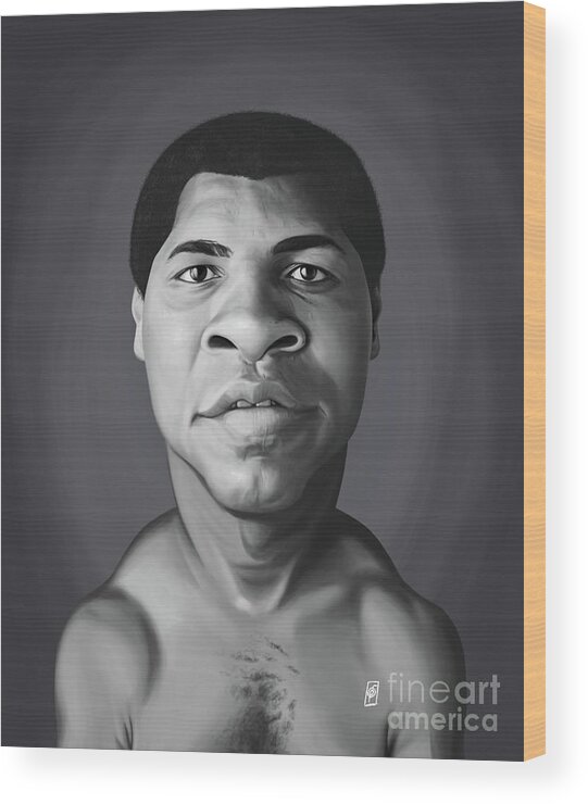 Illustration Wood Print featuring the digital art Celebrity Sunday - Muhammad Ali by Rob Snow