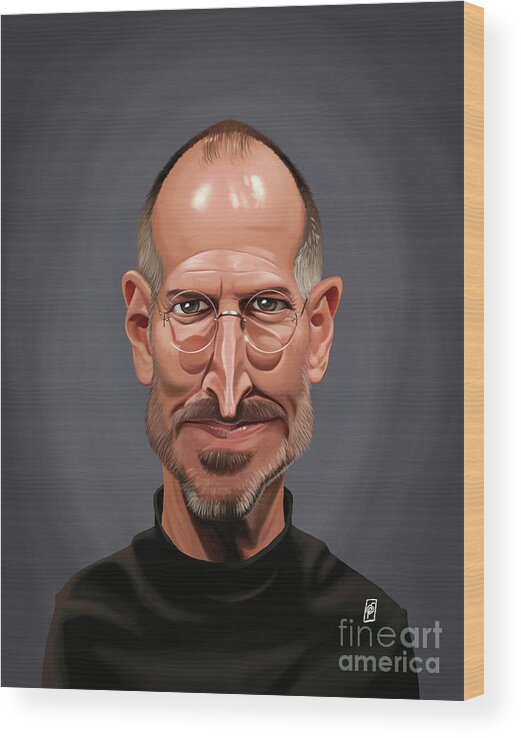 Illustration Wood Print featuring the digital art Celebrity Sunday - Steve Jobs by Rob Snow