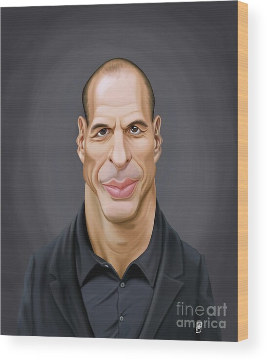 Caricature Wood Print featuring the digital art Celebrity Sunday - Yanis Varoufakis by Rob Snow