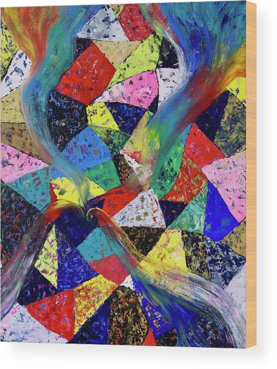 Abstract Wood Print featuring the painting Chaos Makes the Heart Grow Fonder by Jackie Ryan
