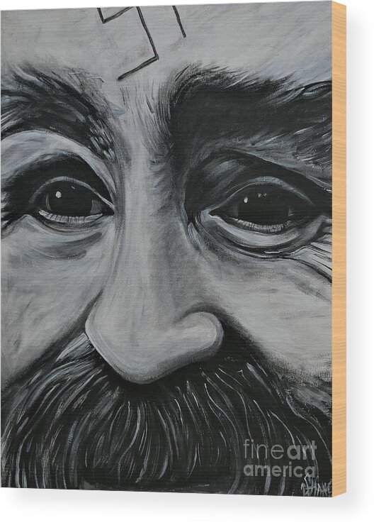 Charlesmanson Wood Print featuring the painting Charles Manson 1986 by Sam Hane