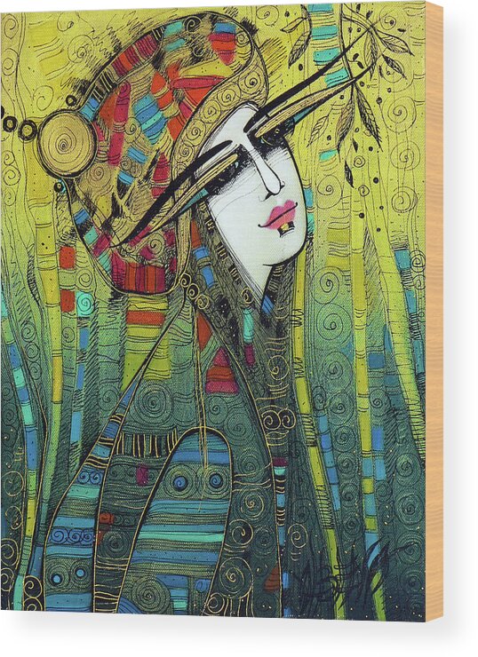 Albena Wood Print featuring the painting China girl by Albena Vatcheva