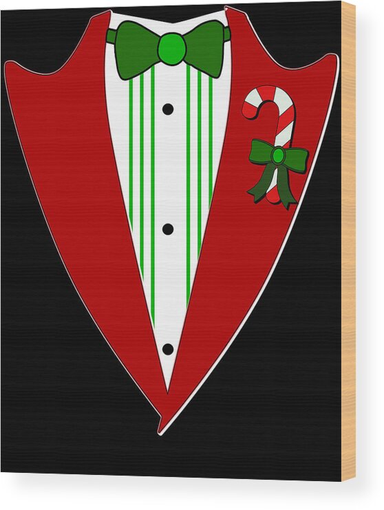Christmas 2023 Wood Print featuring the digital art Christmas Party Tuxedo by Flippin Sweet Gear