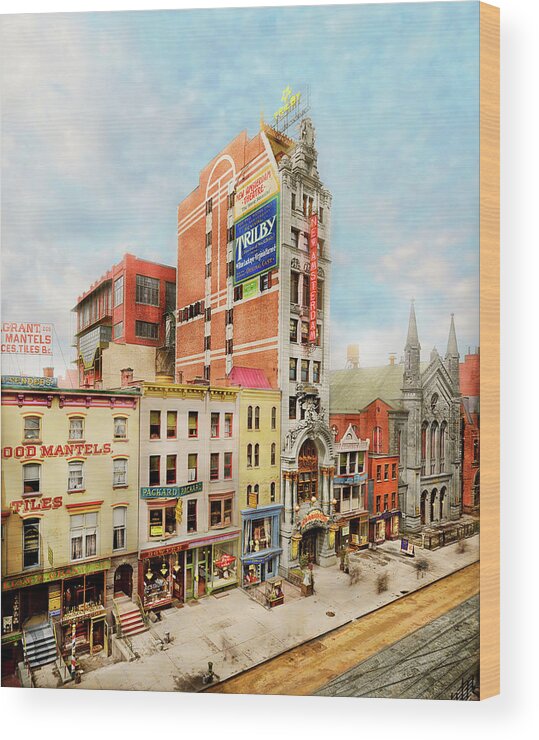 New York Wood Print featuring the photograph City - New York, NY - The New Amsterdam Theater 1905 by Mike Savad New York Wood Print featuring the photograph City - New York, NY - The New Amsterdam Theater 1905 by Mike Savad