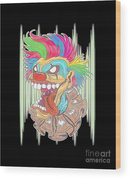 Clown Wood Print featuring the digital art Class Clown Limited Edition by Walter Herrit