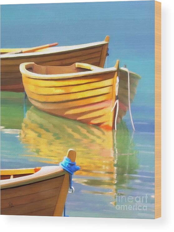 Boats Wood Print featuring the painting Coastal Gathering by Tammy Lee Bradley
