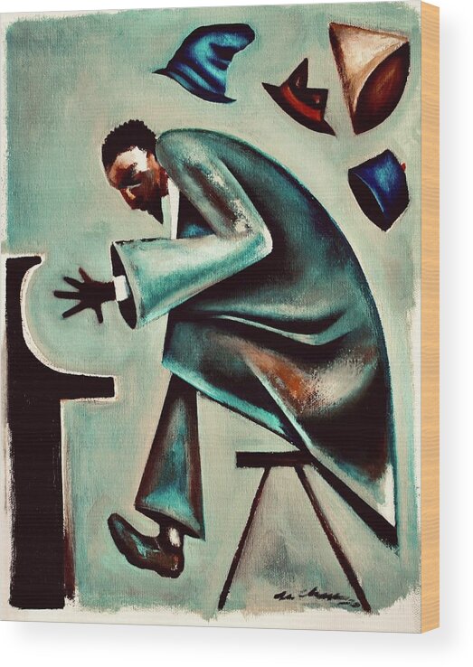 Thelonious Monk Wood Print featuring the painting Coat and Hats / Thelonious Monk by Martel Chapman