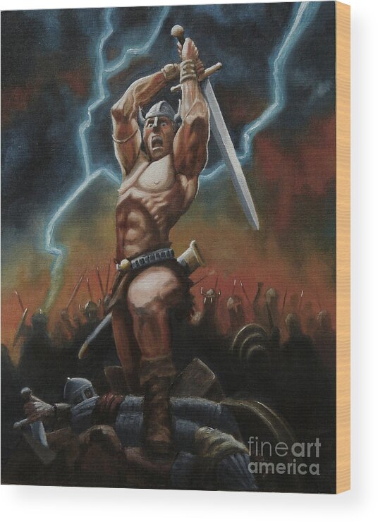 Conan Wood Print featuring the painting Conan by Ken Kvamme