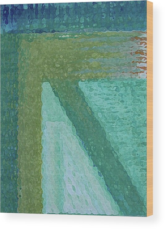 Abstract Wood Print featuring the painting Corner Green by Corinne Carroll
