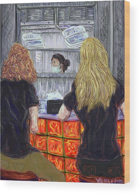 Restaurant Wood Print featuring the digital art Counter Service by Angela Weddle